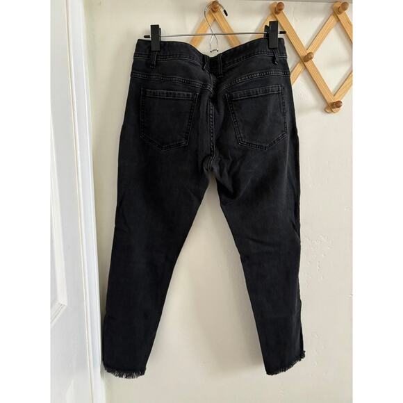 Free People Jeans Women's 28 Black High Rise Busted Knee Skinny Denim Washed Out - Picture 8 of 11